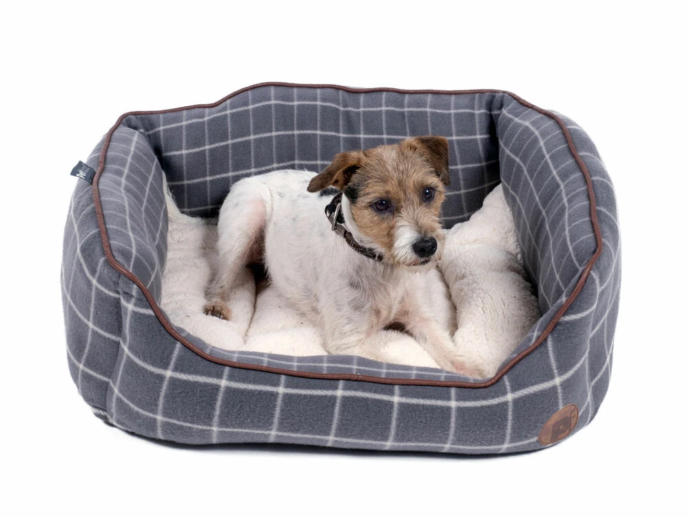 Petface Grey Window Pane Check Square Bed 4 Petface Grey Window Pane Check Square Bed - Image 4