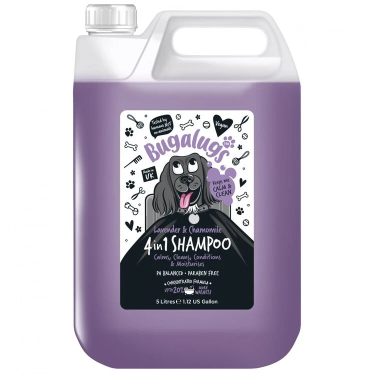 Bugalugs 4 In 1 Lavender & Chamomile Dog Shampoo 5 Litres 1 Bugalugs 4 In 1 Lavender & Chamomile Dog Shampoo 5 Litres