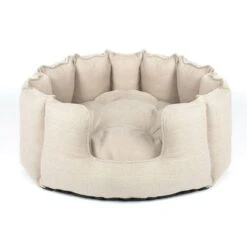 Lords & Labradors High Sided Tweed Dog Bed Natural Herringbone