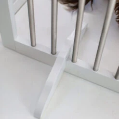 Lords & Labradors White Wooden Dog Gate -Wahl Dogs Shop lords labradors grey wooden pet gate legs close up